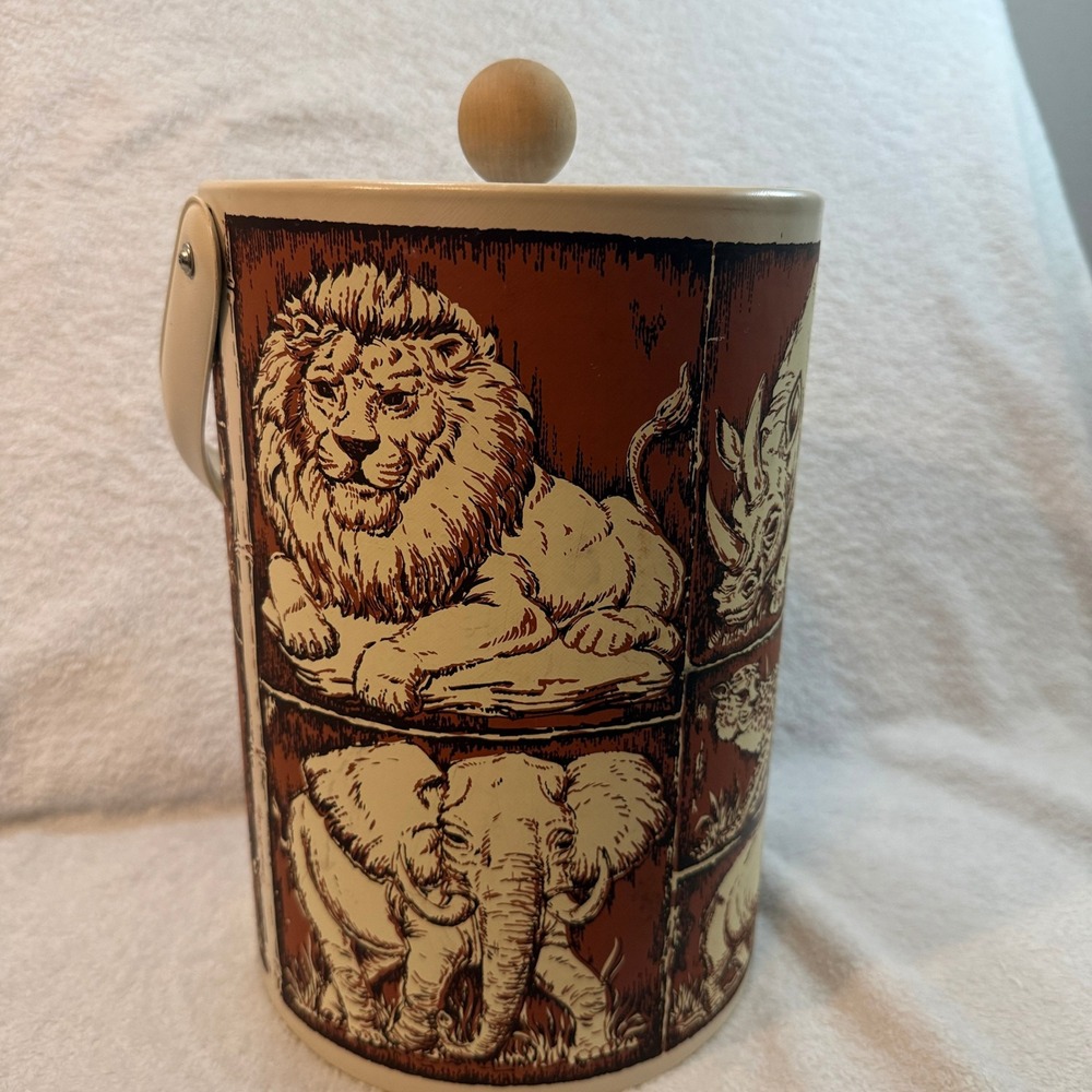 Vintage Georges Briard Safari Animal Ice Bucket Mid Century Modern Barware USA - Picture 7 of 12